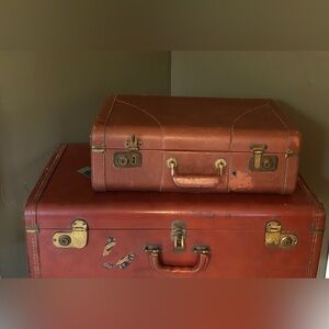 Vintage Hard Side Leather Suitcase (#1 of 2)